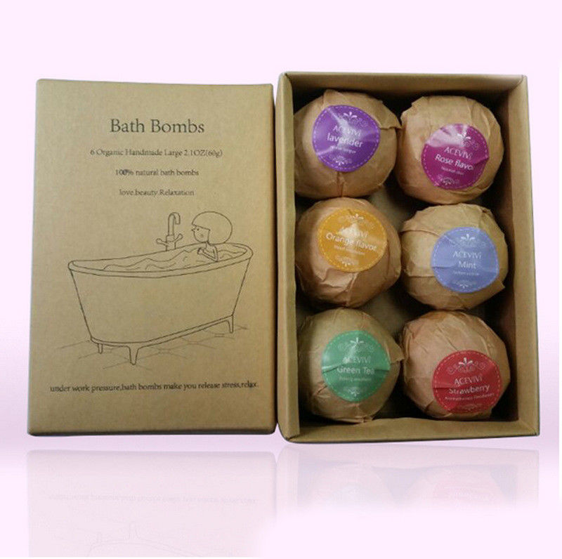 6Pcs Aromatherapy Bubble Bath Bombs with Coconut Oil GIFT Bath Fizzies