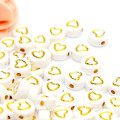 Newest 3400pcs/Lot Flat Coin Round Shape Acrylic Heart Beads 4*7mm White with Colorful Hearts Printing Plastic Loose Lucite Bead