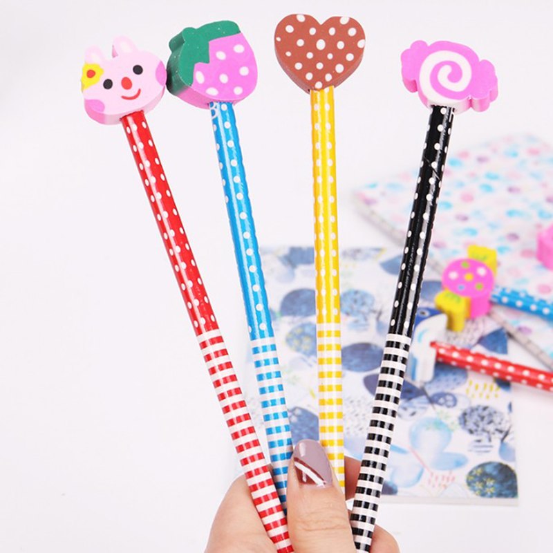 10 pcs/Set Creative Cartoon Kawaii Korea Novelty Standard Pencils for Kids Children Stationery School