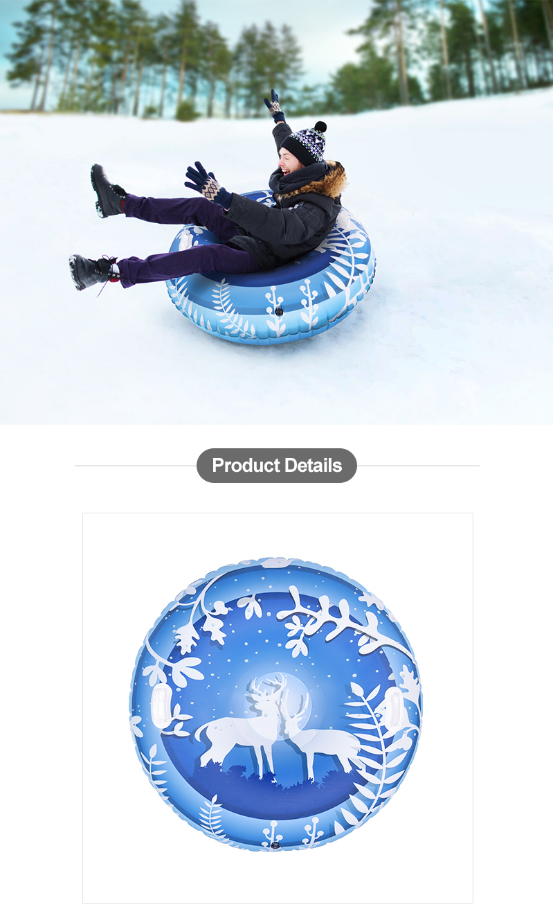 Sturdy 47 Inch Round Inflatable Snow Tube Sledding 5