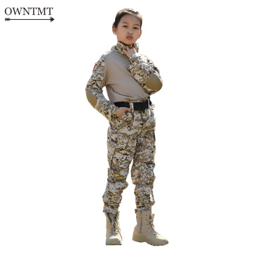 Kids Militar Tactical Combat Pants Army Military Uniform Trouser Children BDU Gear Paintball Multicam Cargo Pants with Knee Pads