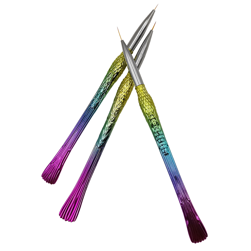 3pcs Nail Brush Set Mermaid Rod Drawing Pen Make Your Nails Have Beautiful Curves Art Nail Pen Manicure Tools