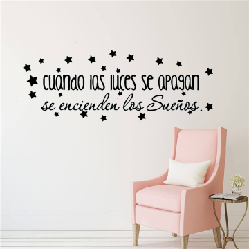 Large Wall Stickers Spanish Quotes Sentences Vinyl Wall Art Decals for Kids Room Decoration Spanish Vinyl Sticker Wallpaper