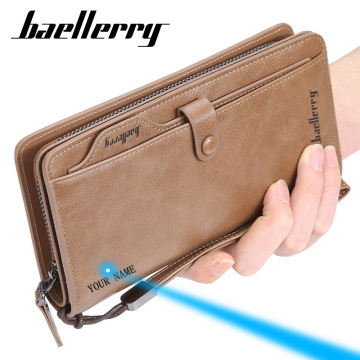 Baellerry Luxury Brand Men Wallet Long Clutch Purses Top-quality Leather Card Holder Fashion High Capacity Business Slim Wallet
