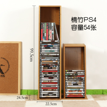 High Capacity Bamboo Material CD Stand DVD Rack PS4 Game Storage Rack Blu-ray Disc Shelf Black Film Rack CD Receiving Rack