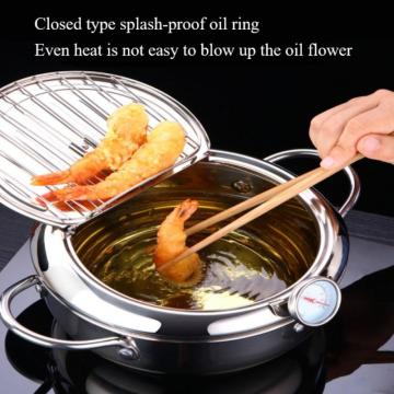 24cm Stainless Steel Temperature Control Japanese Household Tempura Fryer Mini Fryer Induction Cooker Universal Cookware