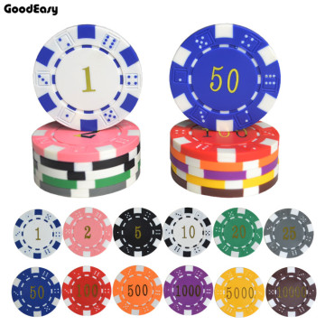 25PCS/LOT 11.5g/pc ABS Gilding Dice Poker Chips Coins Texas Poker Jeton Games Fichas Casino Black Jack Pokersatr Metal Coins