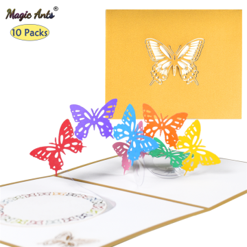 10 Pack 3D Butterfly Pop-Up Birthday Cards for Kids Gift Cute Cartoon Animal Greeting Cards Handmade Laser Cut