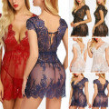 Sexy Lingerie Babydoll Womens Underwear Lace v-Neck See Through Temptation Lingerie Hot Sale Erotic Sleepwear G-String