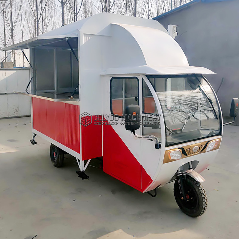Electric Tricycle Ice Cream Truck Custom Size Food Kiosk Hot Dog Stand