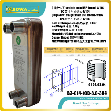 12kW(B3-014-10) heat transfer betweeen water and water PHE is water as domestic hot water heater in wall hanging gas boilers