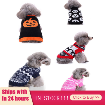 Printing Puppy Dog Sweater Winter Warm Clothing For Small Dogs Christmas Costume Chihuahua Coat Knitting Crochet Cloth Pet Cloth