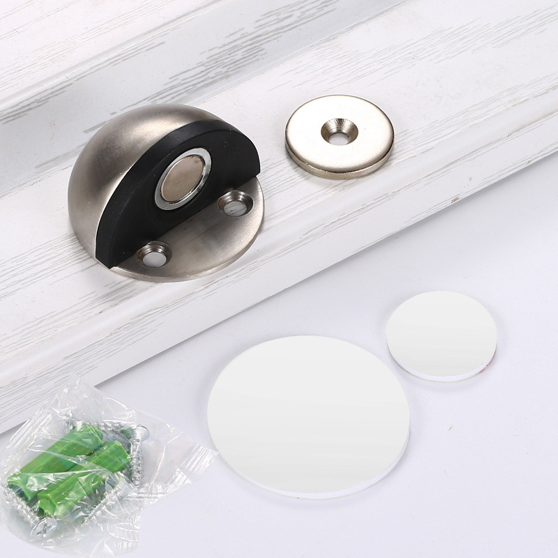 1 Pcs Stainless Steel Non Punching Sticker Rubber Door Stopper Door Holders Catch Floor Mounted Nail-free Door Stops