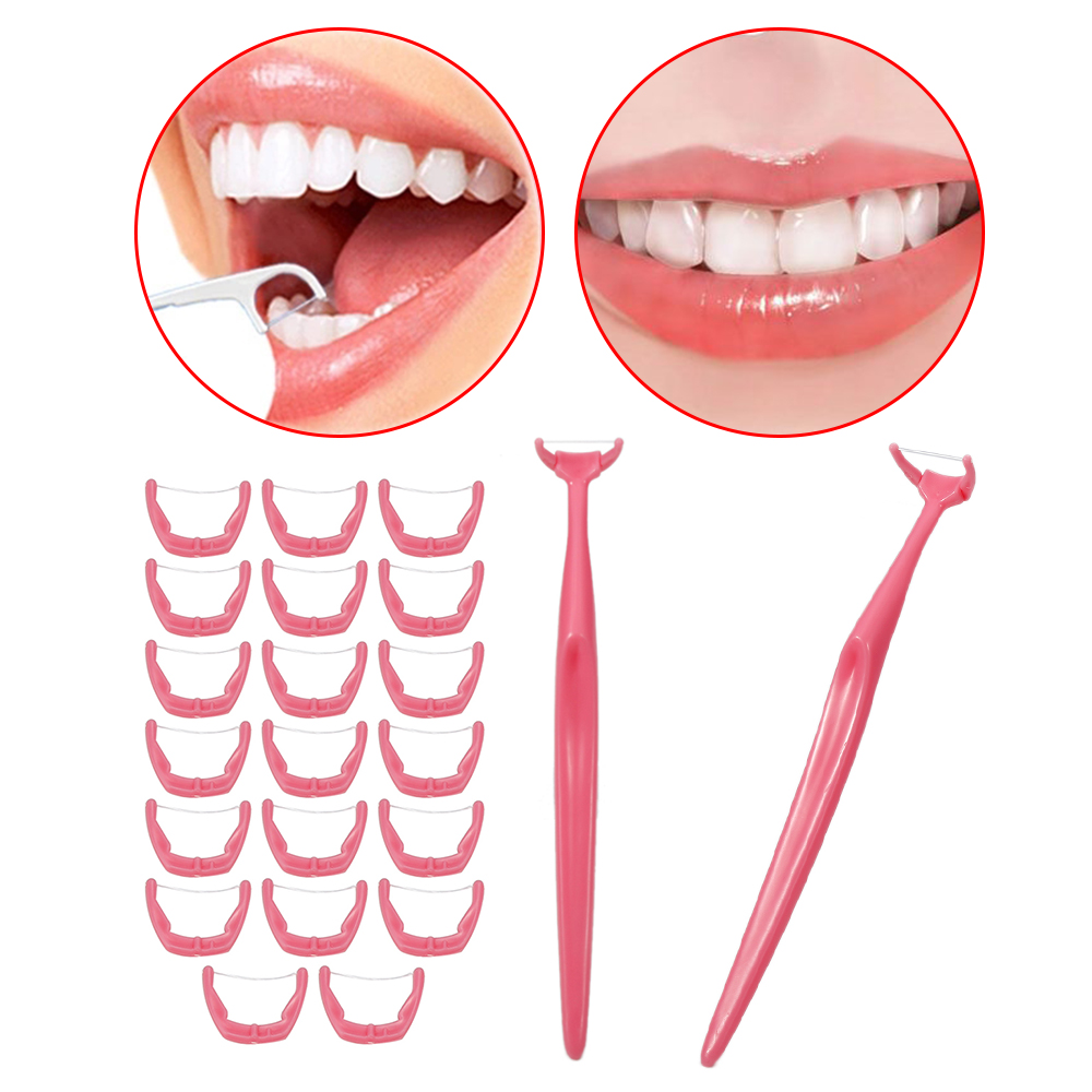Disposable Dental Teeth Cleaning Replacement Floss Interdental Brush Pink Teeth Stick Tooth Dental Floss Toothpicks Pick