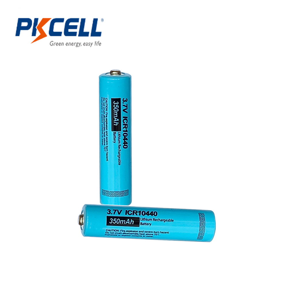 2Pcs PKCELL 10440 Battery 3.7V 350mAh ICR 10440 AAA Rechargeable Lithium Battery Li-ion Batteries Bateria Baterias button top