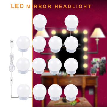 2/6/10/14pcs Wall Lamp LED Makeup Mirror Dresser LED Bulb Hollywood Style LED Light Touch Switch USB Cosmetics Lighted Dresser