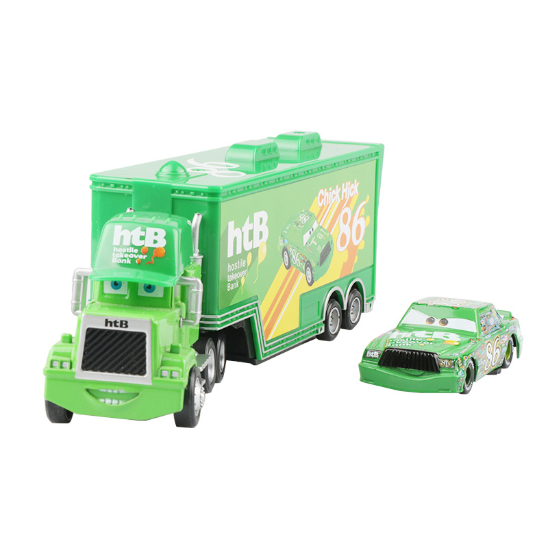 Disney Pixar Cars Mack Uncle Lightning McQueen King Francesco Chick Hicks Hudson Truck & Car Set 1:55 Diecast Model Toy Car Gift