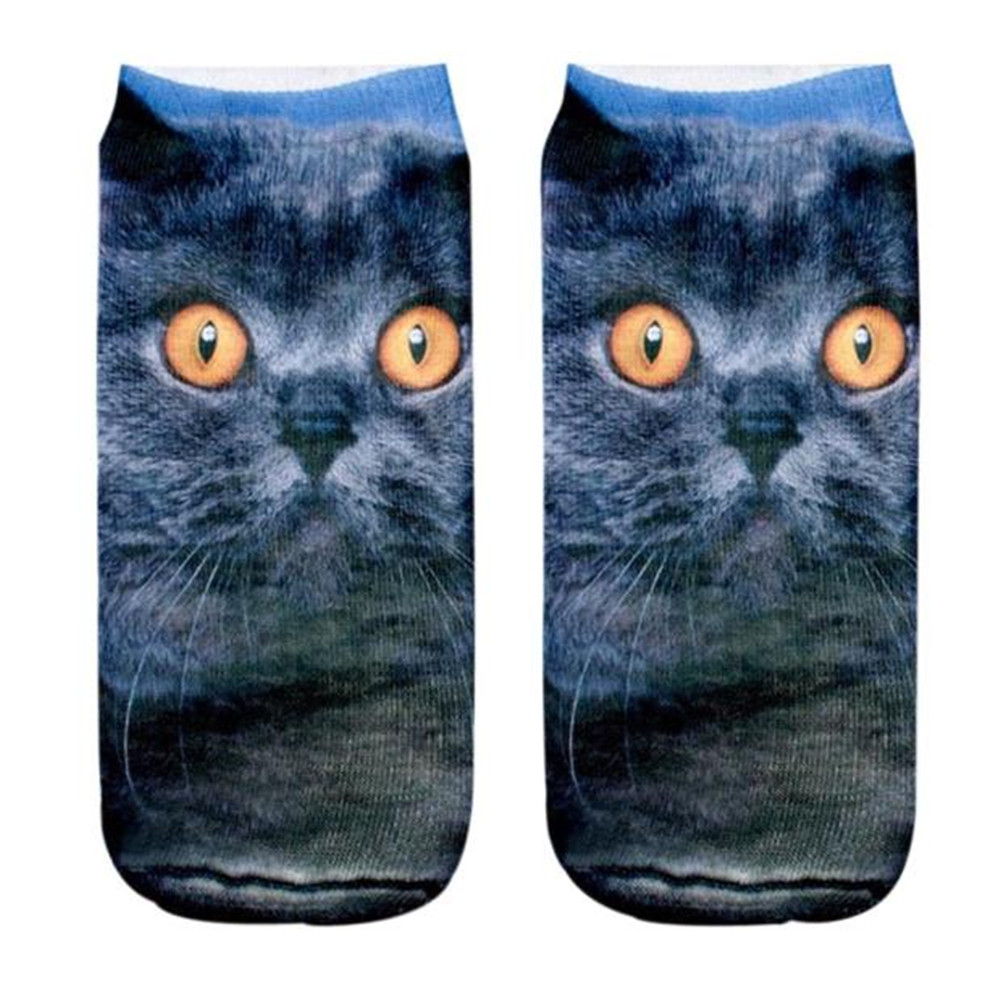 JAYCOSIN Boat Socks 3D Printed Animal Women Casual Cotton Socks Cute Cat Low Cut Ankle Socks Unisex Breathable Ankle Short Socks
