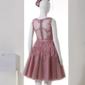 It's YiiYa Cocktail Dress Little Appliques Beading Pink Wedding Formal Dresses Flowers Illusion Knee Length Party Gown LX073-2