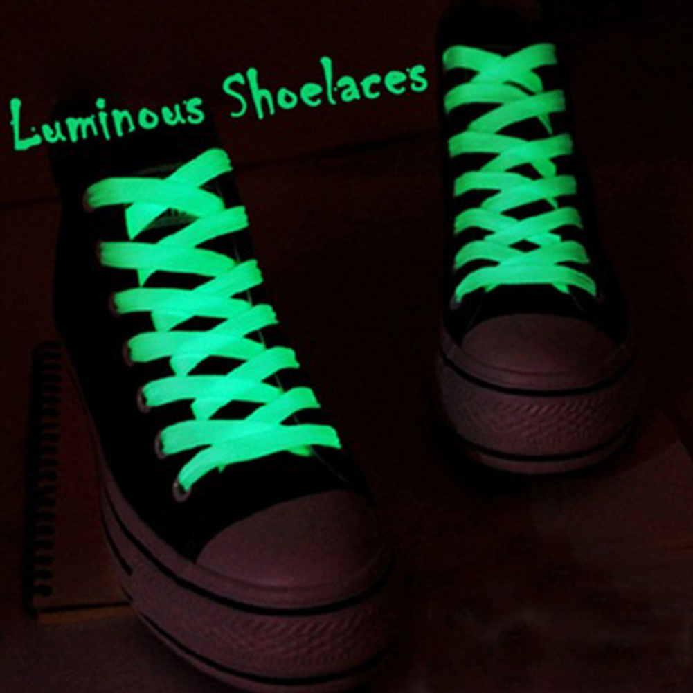 1 Pair New Sports Luminous Shoelaces Glow In The Dark Color Fluorescent Lace Flat Shoes Fashion Solid Color Shoelaces Pink White