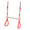 Children Wooden Trapeze Swing with Rings for Indoor Outdoor Fun Play Toy