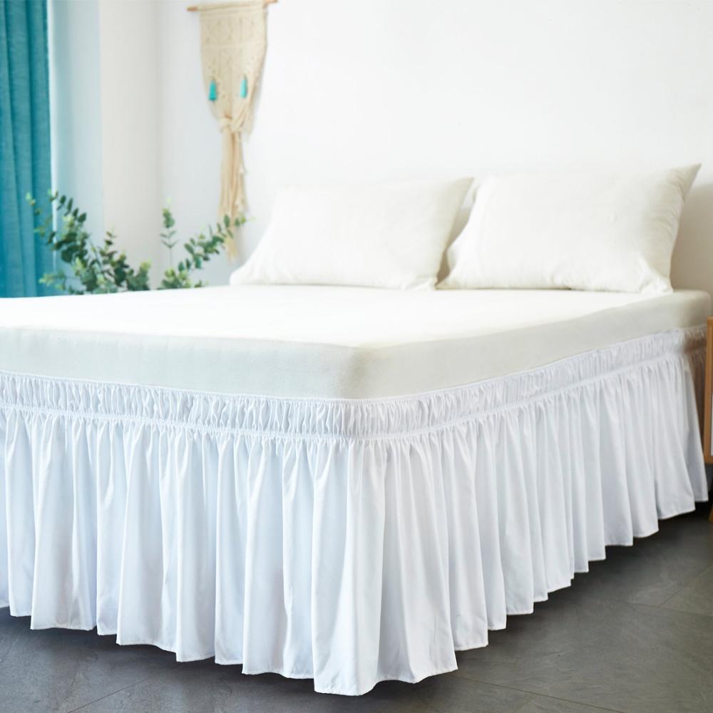 Large Hotel Bed Skirt Wrap Around Elastic Bed Shirts Without Bed Surface Twin /Full/ Queen/ King Sizes 38cm Height Home Decor
