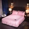 31 Washed Silk Bedspread Bed Skirt Pillowcases 1/3pcs Girls Bed Sheet Solid Mattress Cover Wedding Princess Bedding Home
