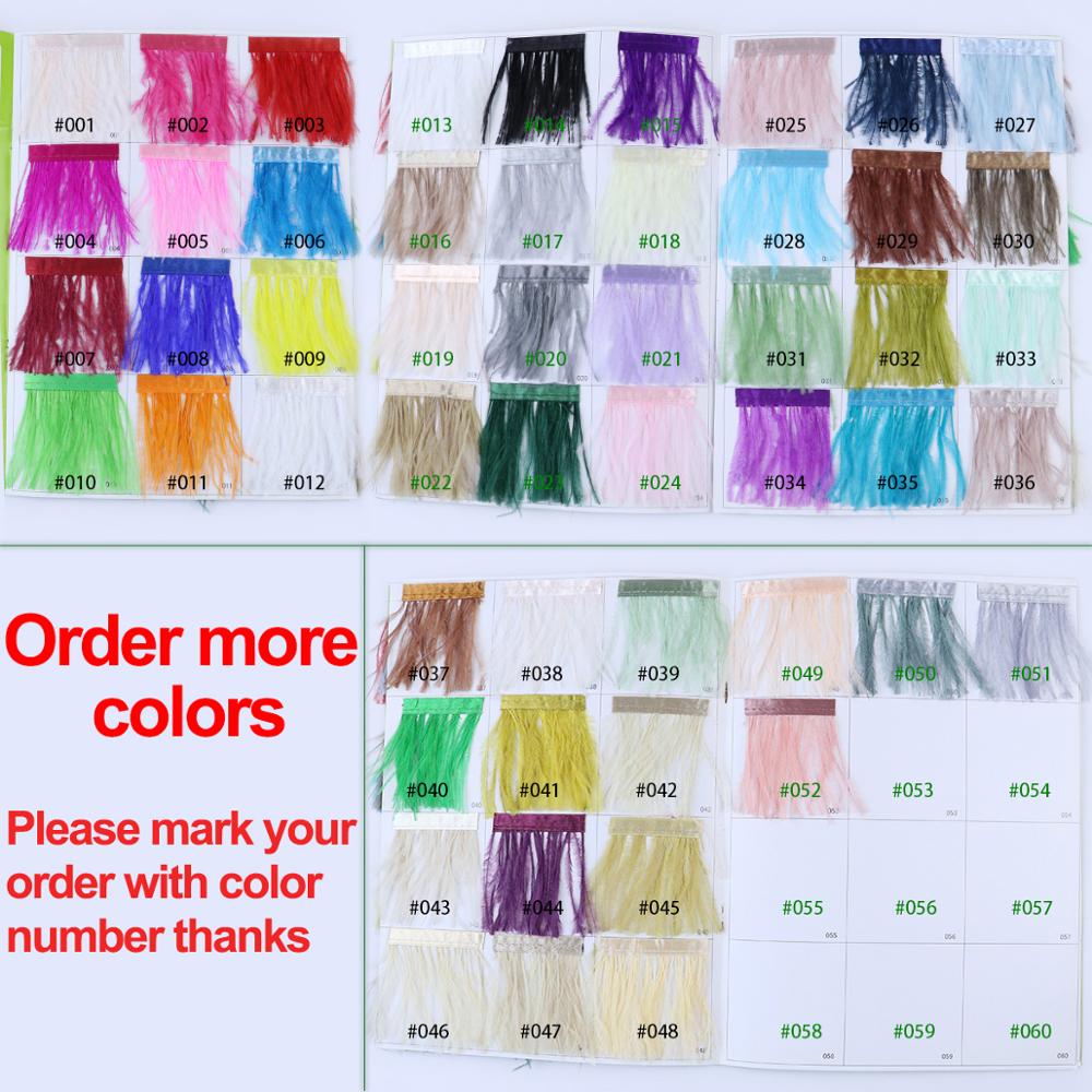 1 Yard Ostrich feather Trim Ribbon Dyed Various Real Ostrich Fringe 8-10CM feathers for crafts Dress/skirt Sewing Accessory
