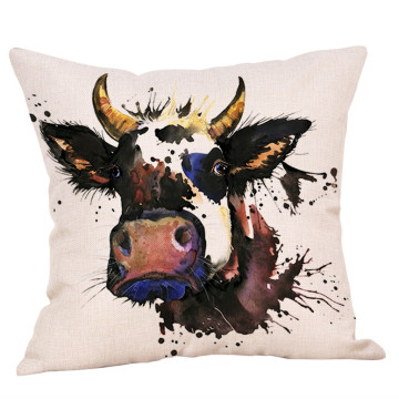 Cushion Cover Farmhouse Cow Printed Linen Animals Throw Pillow Car Sofa Cover Decorative Pillowcase decorativos cojines 45x45cm