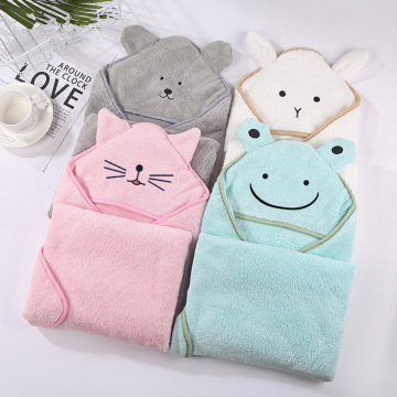 90*90cm Baby Bath Towel Velvet Fleece Hood Infant Towels Blanket Newborn Baby Hooded Towel Water-Absorbing Child Washcloth