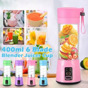 400ml 6 Blades Portable Blender USB Mixer Electric Juicer Machine Smoothie Blender Mini Food Processor Fruit Blender Juicing Cup