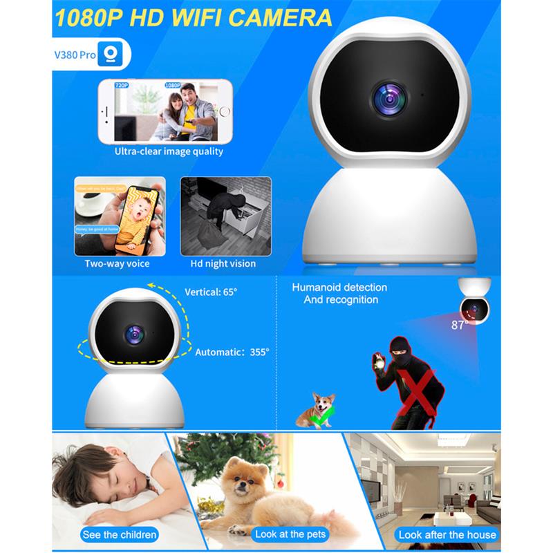 1080P WiFi IP Camera Rotate left and right Home Security Camera for Baby Pet Elder Monitor Audio Motion Detection Night Vision