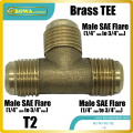 Brass TEE Male SAE line to Male SAE line to Male SAE branch is used for refrigerant extend ports to connect line components
