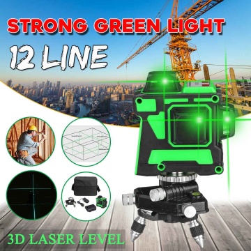4D 12 Lines Laser Level Green Light LED Display Auto Self Leveling 360° Rotary Measure Horizontal Vertical Cross Remote Control