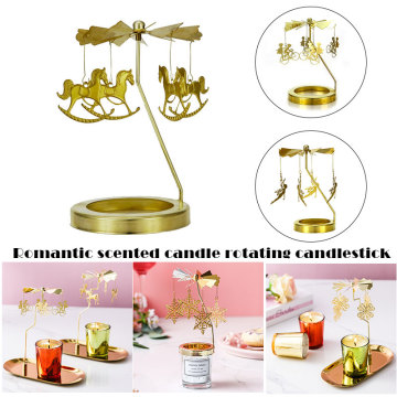 1pc Rotary Spinning Tealight Candle Romantic Metal Tea Light Holder Carousel Christmas Gift Home Decoration Fast Delivery