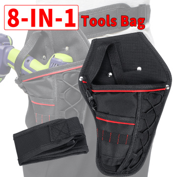 8 In 1 Portable Cordless Drill Electrician Tool Bag Multi-functional Electric Wrench Hammer Screwdriver Holder Waist Bag Pouch