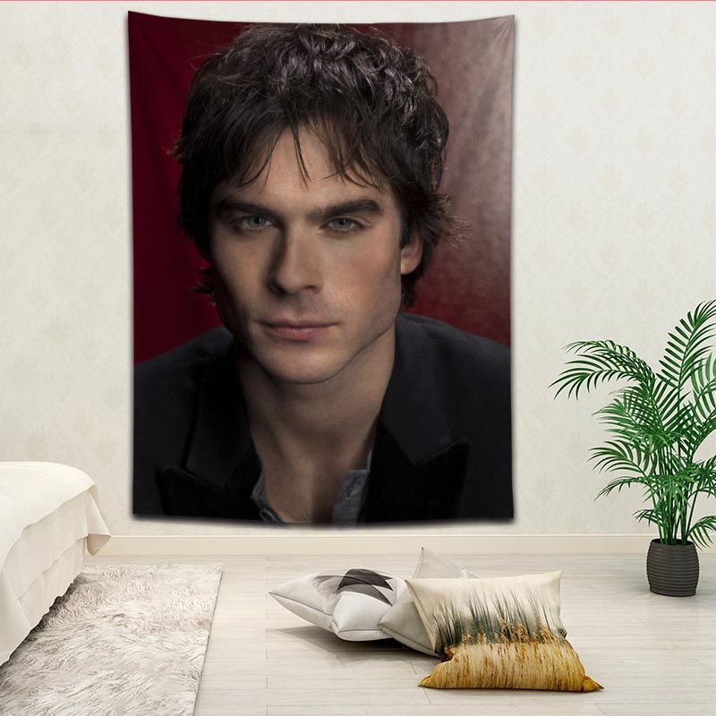 New Arrival Ian Somerhalder Tapestry Hanging Blanket background wall bedroom Home Art Tapestries Decor Customize your image