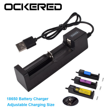 OCKERED Universal 1 slot Battery USB Charger adapter LED Smart Chargering for Rechargeable Batteries Li-ion 18650 26650 14500