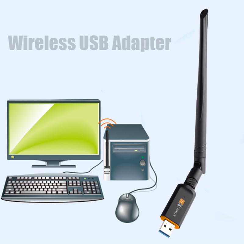 2.4G/5G Wireless Network Card WiFi Ethernet Adapter Dual Band 1200Mbps USB3.0 Network Card with AC Antenna for Laptop Desktop