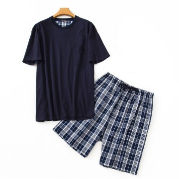 2021 Summer Plus size 2-Piece Men Casual Pajama sets Cotton Sleepwear suit Men's O-neck collar short sleeve t shirt & Half Pants