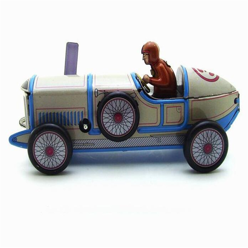 Vintage Retro Racing Tin toys Classic Clockwork Wind Up racing car Collection Tin Toy For Adult Kids Collectible Gift