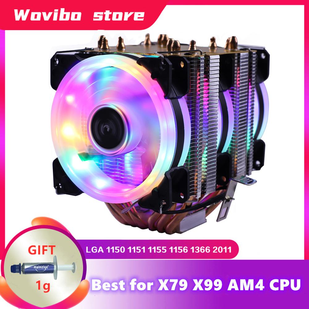 RGB cpu Radiator 6 pipes Cooling Fan Cooler for Intel AMD CPU LGA 1155 1156 1150 1366 2011 X79 2011-3 X99 Socket Motherboard