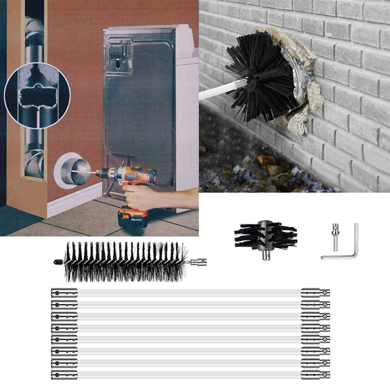 Chimney Cleaner Cleaning Brush + Rod Set Kit Rotary Sweep System Fireplace Tools