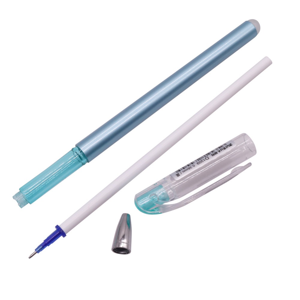 12 pcs 0.38mm Needle Nibs Erasable Pen Blue And Black Ink Optional Multicolor Pen Holder Mix High-end Student Stationery Pen