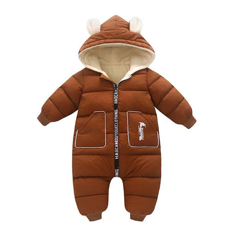 -30 New born Baby Romper Boy Clothes Winter Plus velvet warm Snowsuit Overall Children Girl Jumpsuit Infant Hooded coat clothing