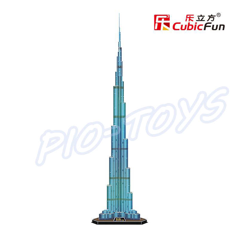 New Year Gift Burj Khalifa 3D Puzzle Model Building LED Tower DIY Display Decoration Toys Education IQ High Collection Pro Game
