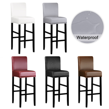 1/2/4/6 Waterproof PU Leather Fabric Short Back Chair Cover Solid Color Seat Cover Slipcover Home Hotel Banquet Bar Chair Covers