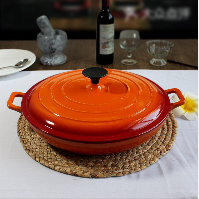 32cm Colorful Enamel Cast Iron Seafood Casserole Stew Pot 3-5people Use Cookware
