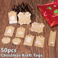 50 Christmas Kraft Tags DIY Handmade Crafts Hang Tag With Rope Labels Wrapping Supplies Wedding Supplies