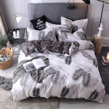 Black feather duvet cover set 3/ 4pcs bedding set AB side bedclothes heart home bed linens king queen flat sheet pillowcase New